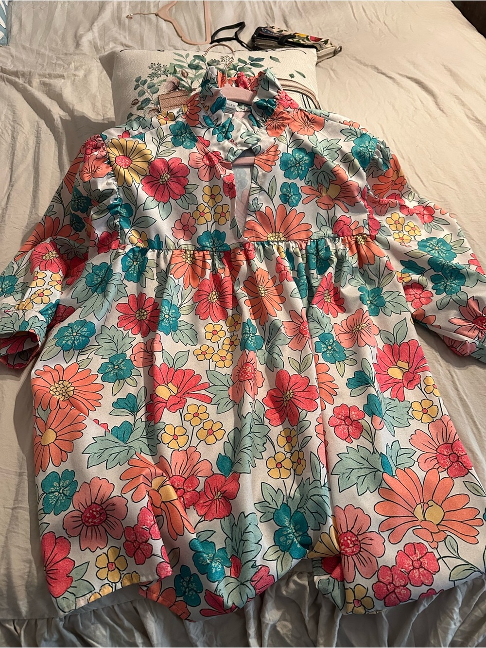 Floral Print Long-Sleeve Kids Top - Multicolor